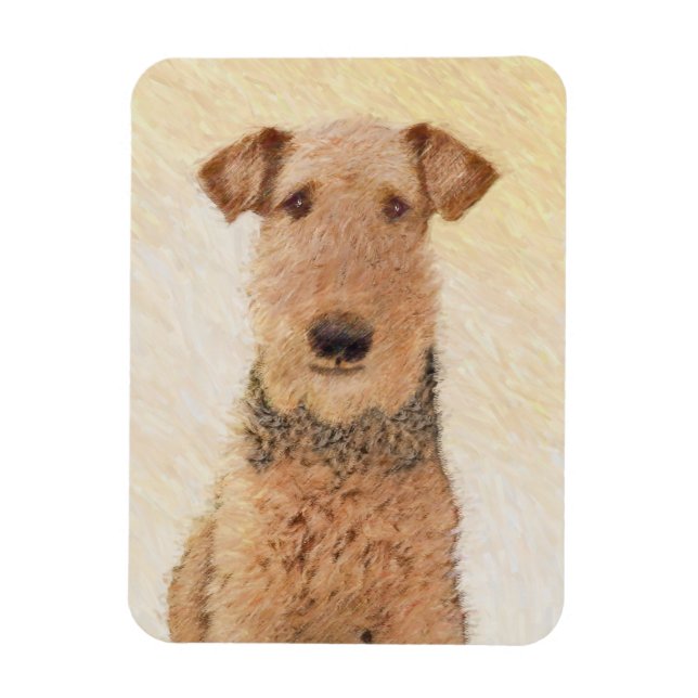 Airedale Terrier Painting - Cute Original Art Magnet (Vertical)
