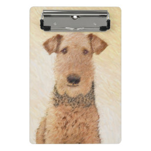 Airedale Terrier Painting - Cute Original Art Mini Clipboard