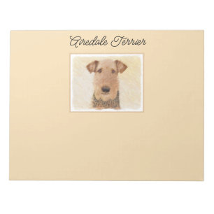 Airedale Terrier Painting - Cute Original Art Notepad