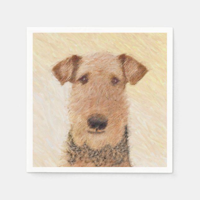Airedale Terrier Painting - Cute Original Art Paper Napkins (Front)