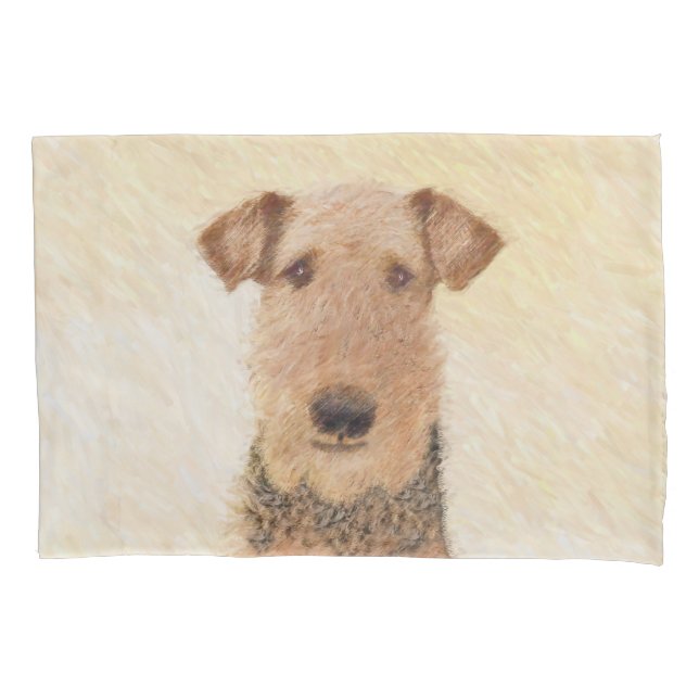 Airedale Terrier Painting - Cute Original Art Pillow Case (Front)