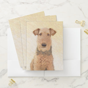 Airedale Terrier Painting - Cute Original Art Pocket Folder