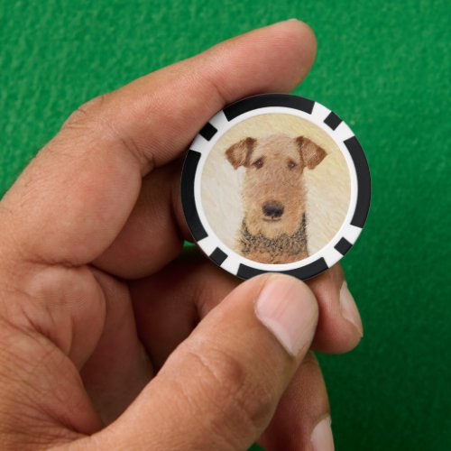 Airedale Terrier Painting _ Cute Original Art Poker Chips