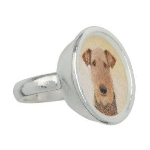 Airedale Terrier Painting - Cute Original Art Ring