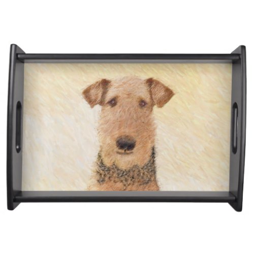 Airedale Terrier Painting _ Cute Original Art Serving Tray