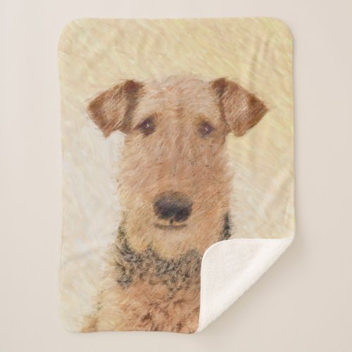 Airedale Terrier Painting _ Cute Original Art Sherpa Blanket