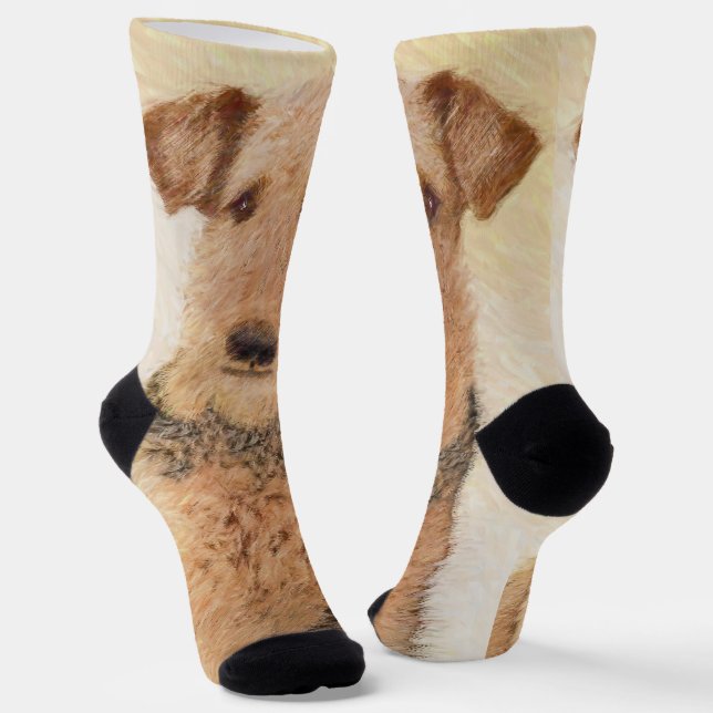 Airedale Terrier Painting - Cute Original Art Socks (Angled)