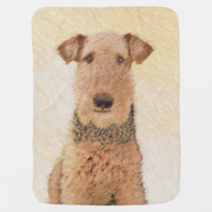 Airedale Terrier Painting - Cute Original Art Stroller Blanket
