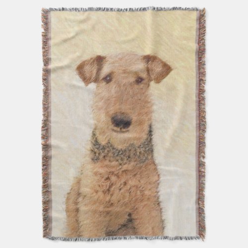 Airedale Terrier Painting _ Cute Original Art Throw Blanket
