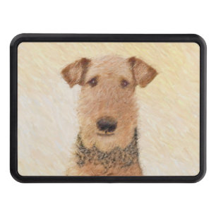 Airedale Terrier Painting - Cute Original Art Trailer Hitch Cover