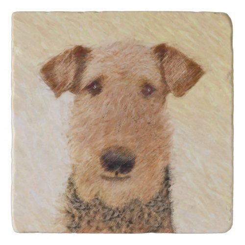 Airedale Terrier Painting _ Cute Original Art Trivet