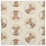 Airedale Terrier Painting Cute Original Dog Art Fabric