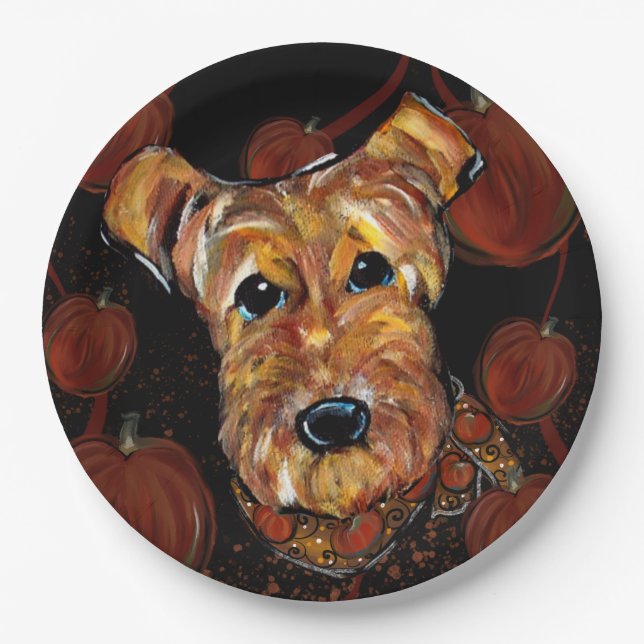  AIREDALE TERRIER        PAPER PLATES (Front)