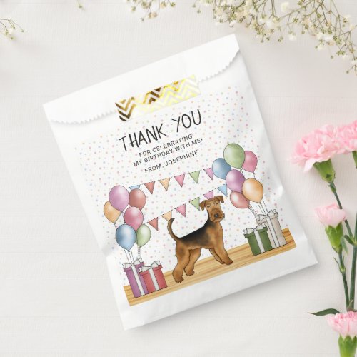 Airedale Terrier Pastel Colors Birthday Thank You Favor Bag