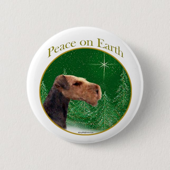 Airedale Terrier Peace Button (Front)