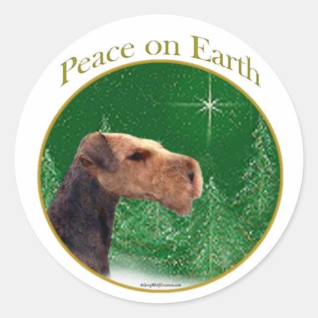 Airedale Terrier Peace Classic Round Sticker (Front)