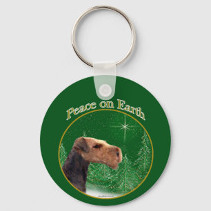 Airedale Terrier Peace Keychain