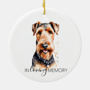 Airedale Terrier pet dog memorial watercolour xmas Ceramic Ornament
