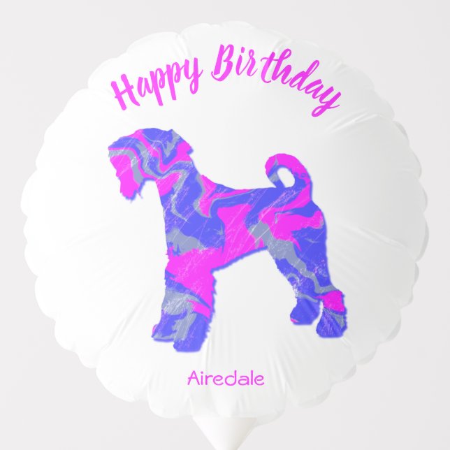 Airedale Terrier Pink Silhouette Dog Fun Birthday Balloon (Front)