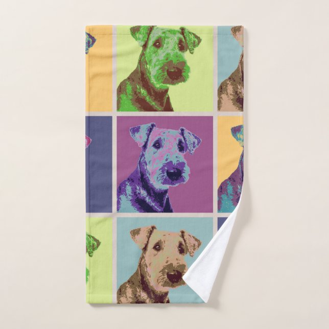 Airedale Terrier Pop Art Grid Bath Towel Set (Hand Towel)