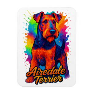 Airedale Terrier Pop Art Illustration Colorful Magnet