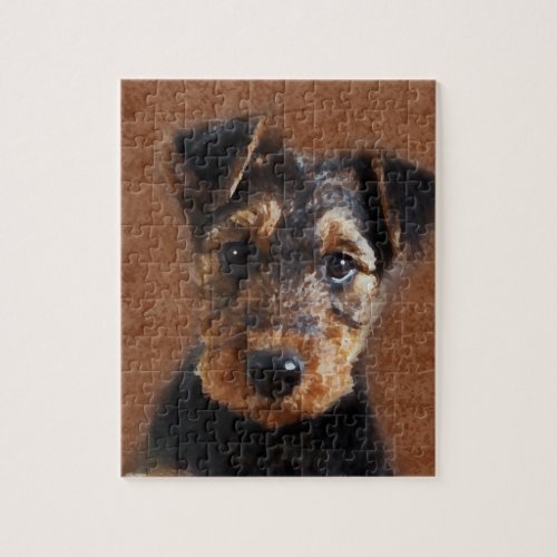 Airedale Terrier Puppy Digital Art Jigsaw Puzzle