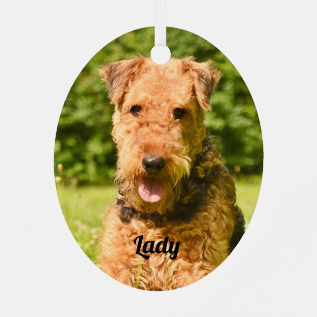 Airedale Terrier Puppy Dog Metal Ornament (Back)