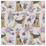 airedale terrier purple florals fabric