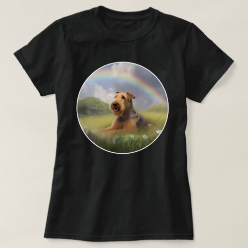 Airedale Terrier Rainbow Bridge Cute Puppy Dog T_Shirt