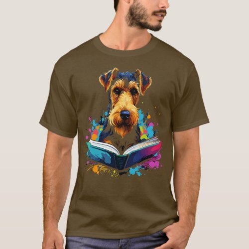 Airedale Terrier Reads Book T_Shirt
