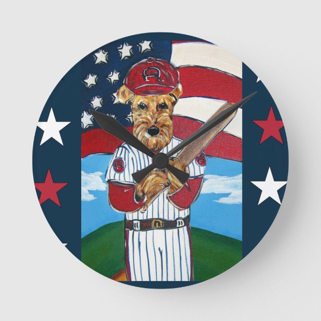 AIREDALE TERRIER ROUND CLOCK (Front)