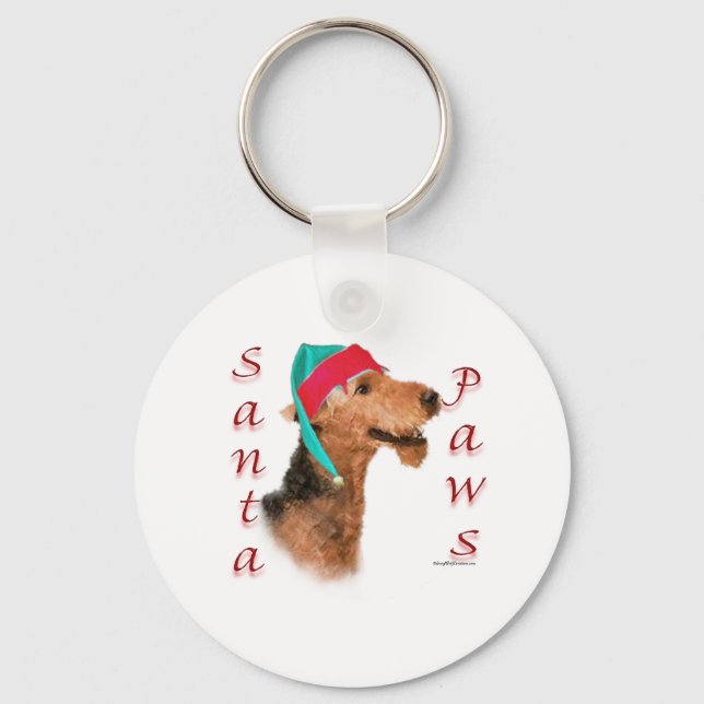 Airedale Terrier Santa Paws Keychain (Front)