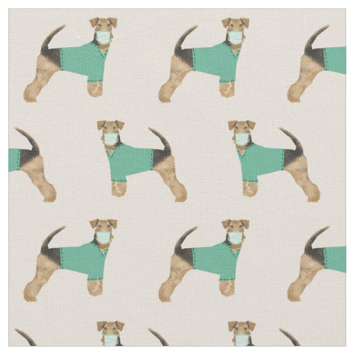 Airedale Terrier scrubs dog tan Fabric