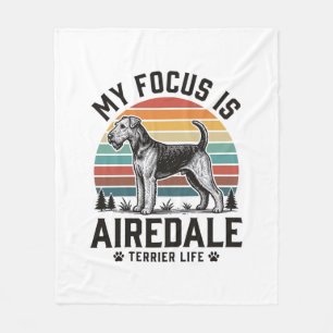 Airedale Terrier Shirt Vintage Dog Lover Graphic_1 Fleece Blanket
