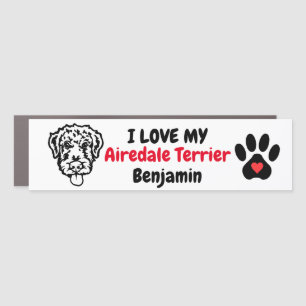 Airedale Terrier Silhouette Heart Pawprint Car Magnet