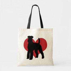 Airedale Terrier Silhouette Heart Tote Bag