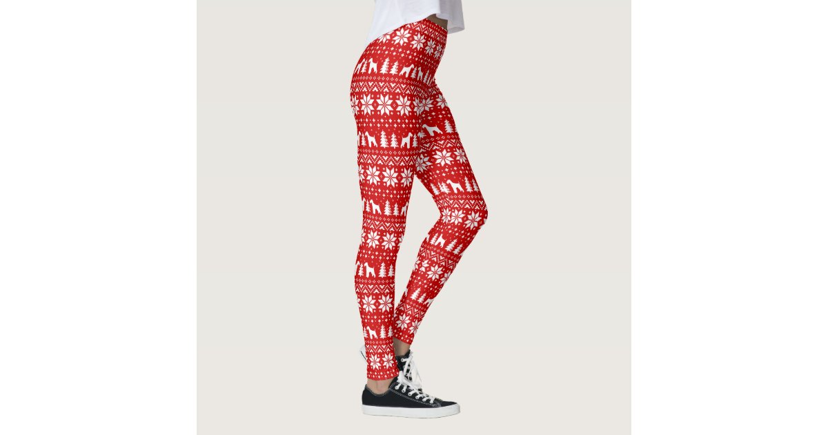 Airedale Terrier Silhouettes Christmas Holiday Red Leggings | Zazzle.com