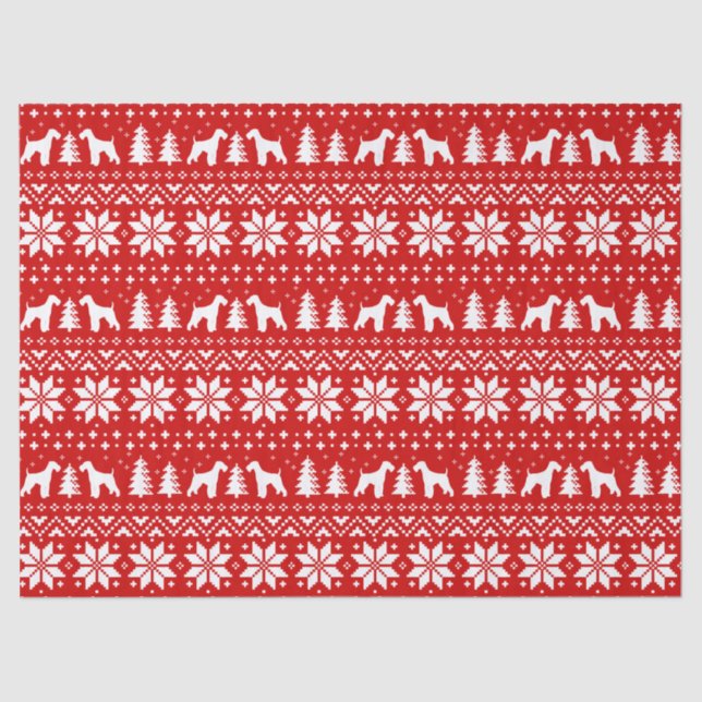 Airedale Terrier Silhouettes Christmas Pattern Tissue Paper (Front)