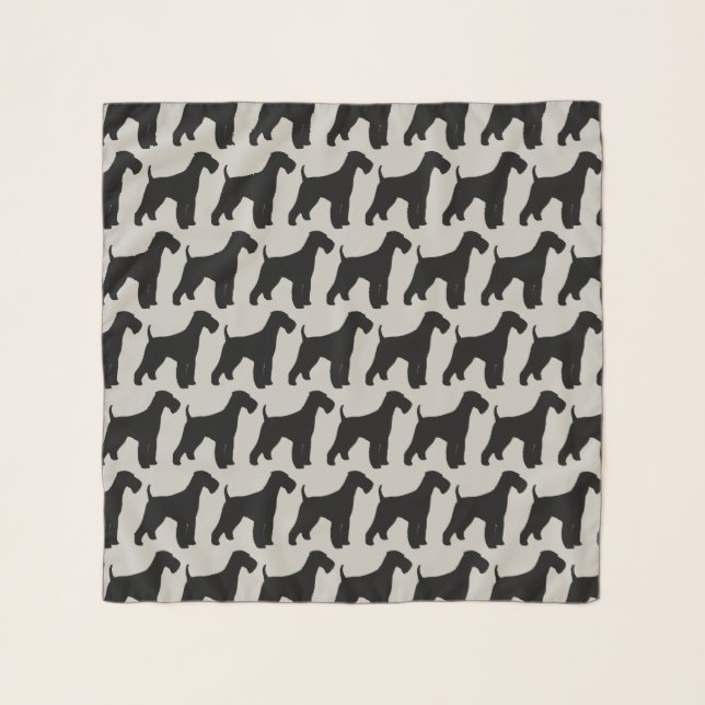 Airedale Terrier Silhouettes Pattern Scarf (Front)
