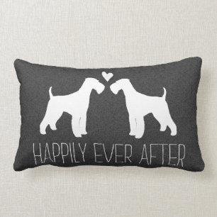 Airedale Terrier Silhouettes with Heart and Text Lumbar Pillow
