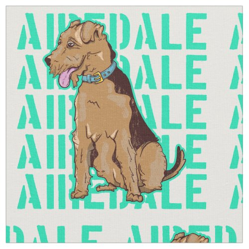Airedale terrier sitting down fabric