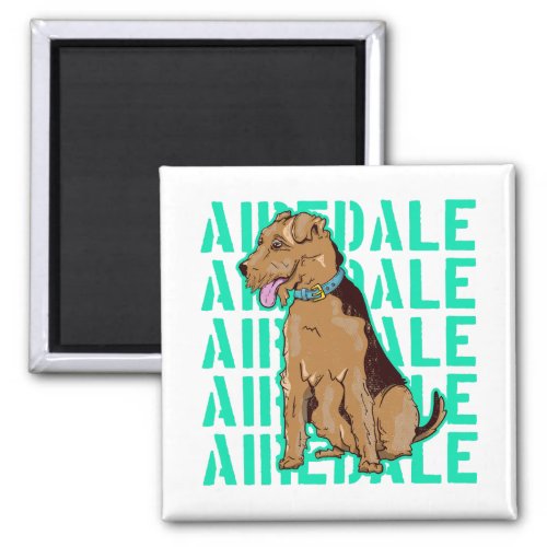 Airedale terrier sitting down magnet