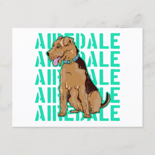 Airedale terrier sitting down postcard