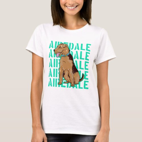 Airedale terrier sitting down T_Shirt