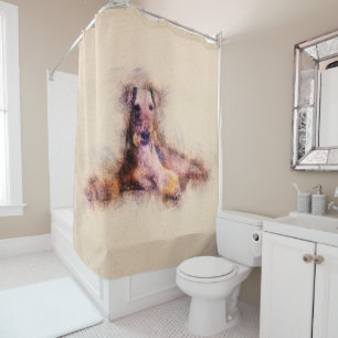 Airedale Terrier Sketch Digital Art Shower Curtain