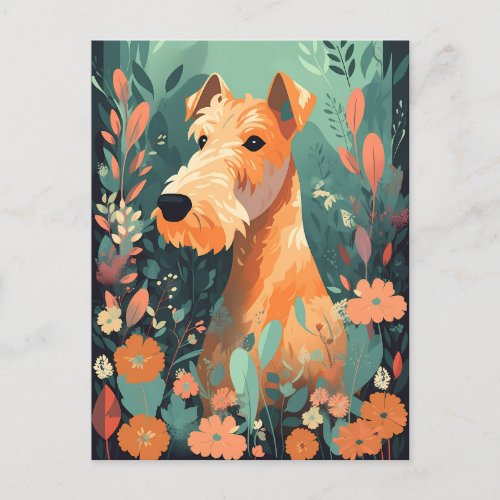Airedale Terrier Spring Flowers Dog Lover Art Postcard
