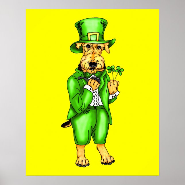 Airedale Terrier St. Patrick's Day Leprechaun Poster (Front)