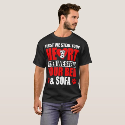 Airedale Terrier Steal Heart Bed And Sofa T_Shirt