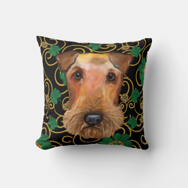 Airedale Terrier Throw Pillow (Front)