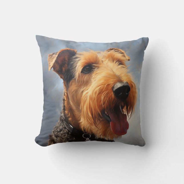 Airedale Terrier Throw Pillow (Front)